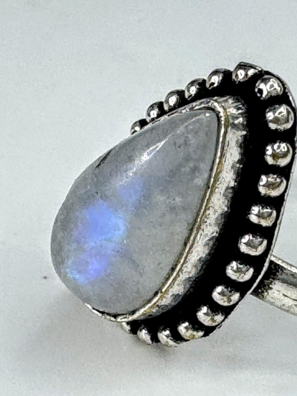 Vintage Sterling Silver Rainbow Moonstone Statement Ring 13.8g Size 7 JR2093